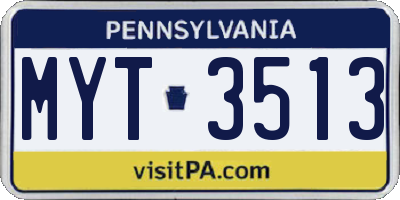 PA license plate MYT3513