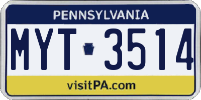 PA license plate MYT3514