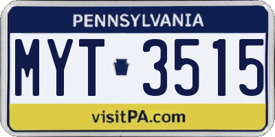 PA license plate MYT3515