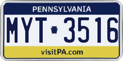 PA license plate MYT3516