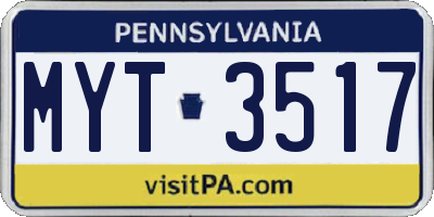 PA license plate MYT3517