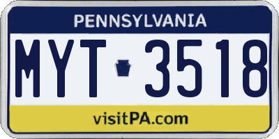 PA license plate MYT3518
