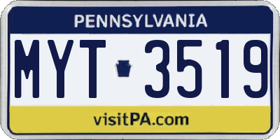 PA license plate MYT3519