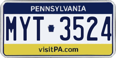 PA license plate MYT3524
