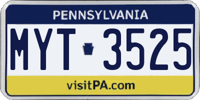 PA license plate MYT3525