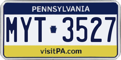 PA license plate MYT3527