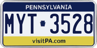 PA license plate MYT3528