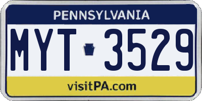 PA license plate MYT3529
