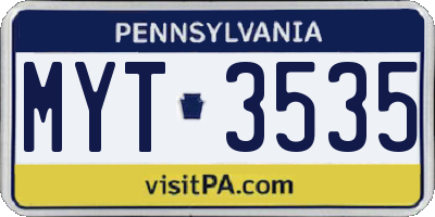 PA license plate MYT3535