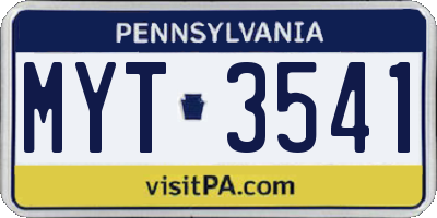 PA license plate MYT3541