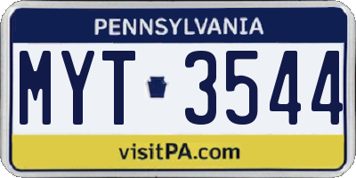 PA license plate MYT3544