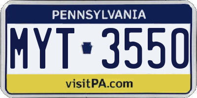 PA license plate MYT3550