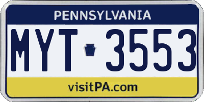 PA license plate MYT3553