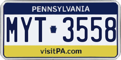 PA license plate MYT3558