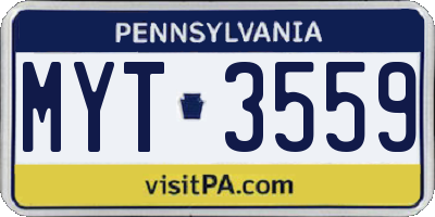 PA license plate MYT3559