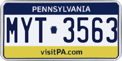 PA license plate MYT3563