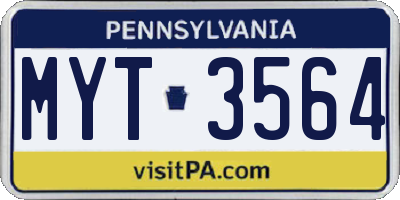 PA license plate MYT3564