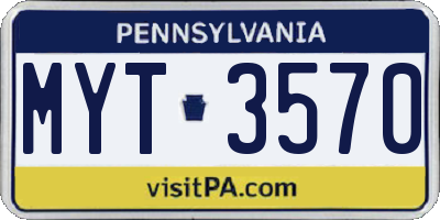 PA license plate MYT3570