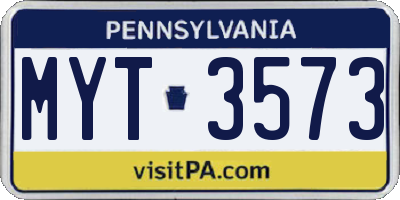 PA license plate MYT3573