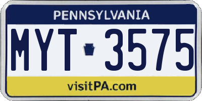PA license plate MYT3575