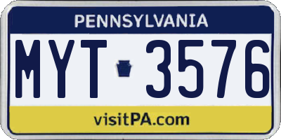 PA license plate MYT3576