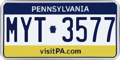 PA license plate MYT3577