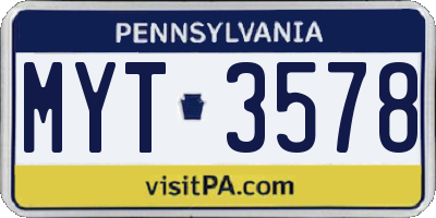 PA license plate MYT3578