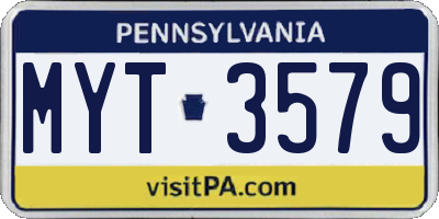 PA license plate MYT3579