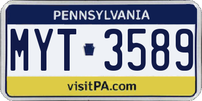PA license plate MYT3589