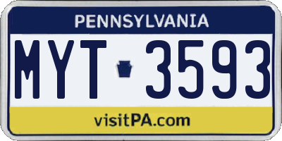 PA license plate MYT3593