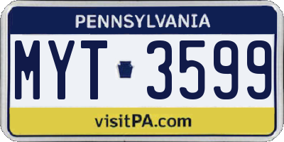 PA license plate MYT3599