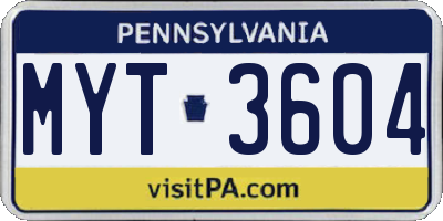 PA license plate MYT3604