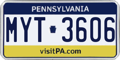 PA license plate MYT3606
