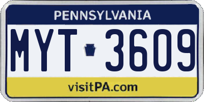 PA license plate MYT3609