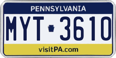 PA license plate MYT3610