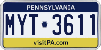 PA license plate MYT3611