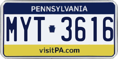 PA license plate MYT3616