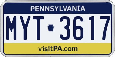 PA license plate MYT3617