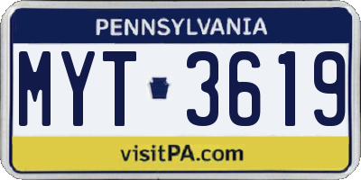 PA license plate MYT3619