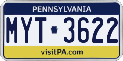 PA license plate MYT3622