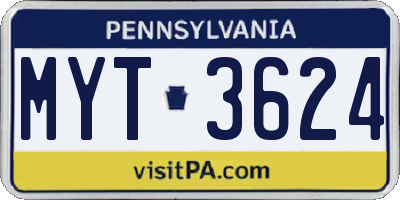 PA license plate MYT3624