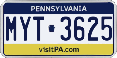 PA license plate MYT3625