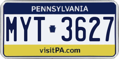 PA license plate MYT3627