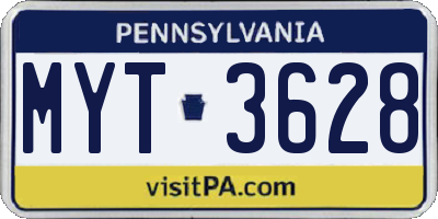 PA license plate MYT3628