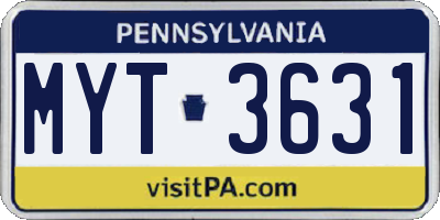PA license plate MYT3631