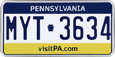 PA license plate MYT3634