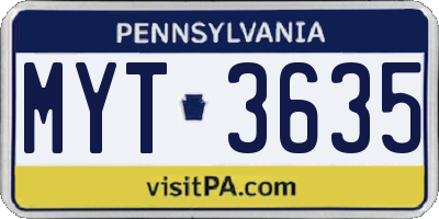 PA license plate MYT3635