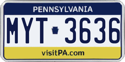 PA license plate MYT3636