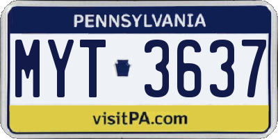 PA license plate MYT3637