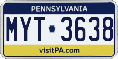 PA license plate MYT3638